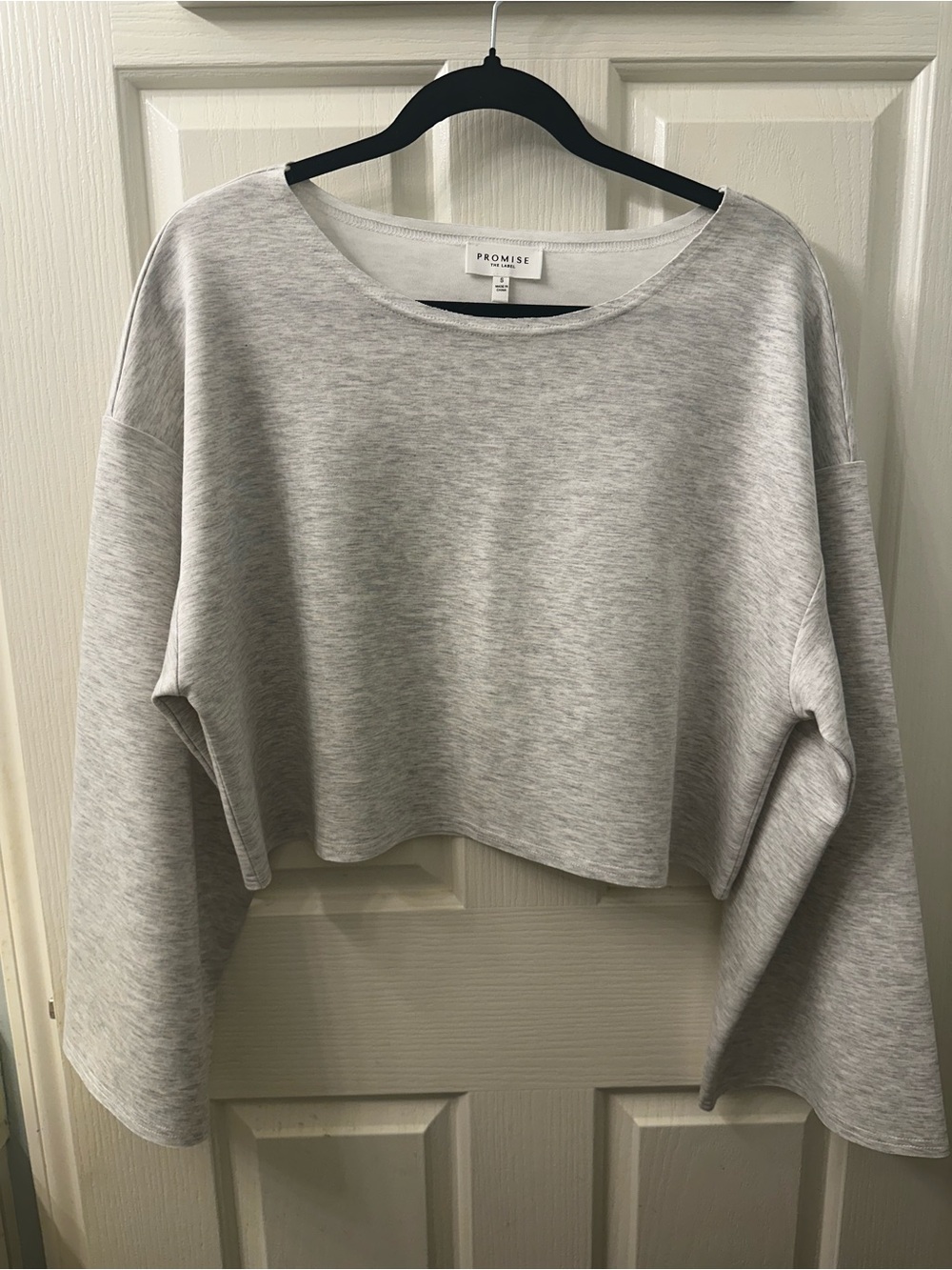 Promise Light Gray Cropped Pullover Sweatshirt